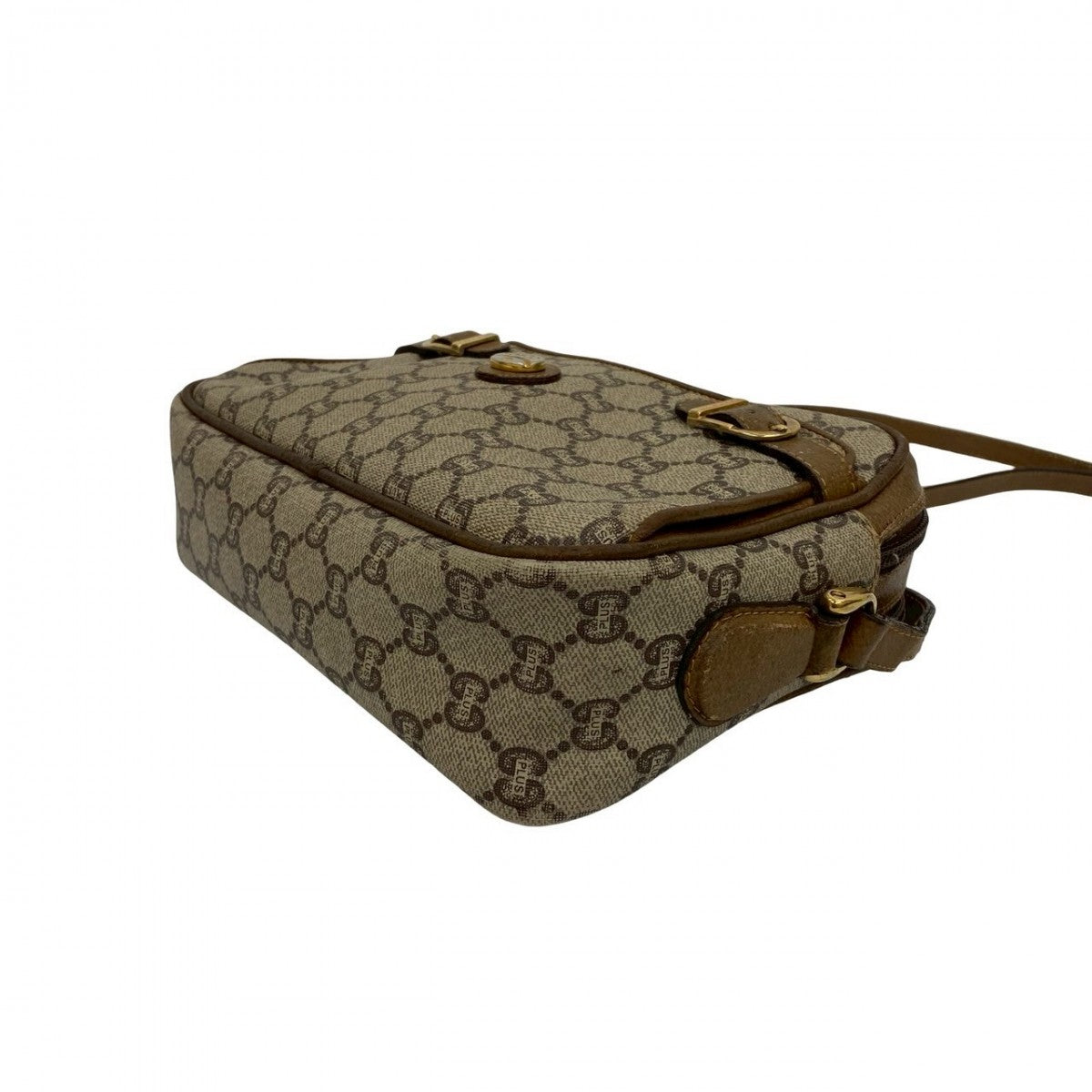 GUCCI Shoulder Bag Leather, PVC Brown Gucci Plus logo Metal Women Used Authentic