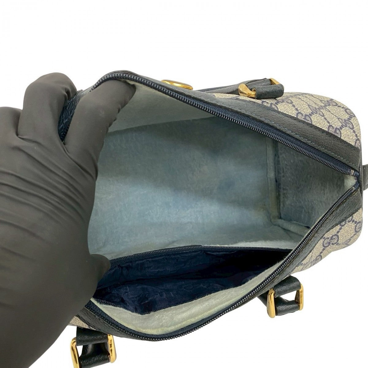 GUCCI Handbag leather Navy Sherry line
