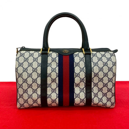 GUCCI Handbag leather Navy Sherry line