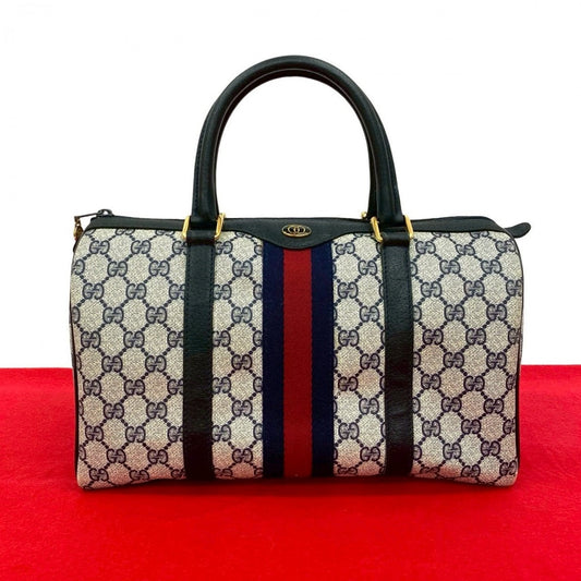 GUCCI Handbag leather Navy Sherry line