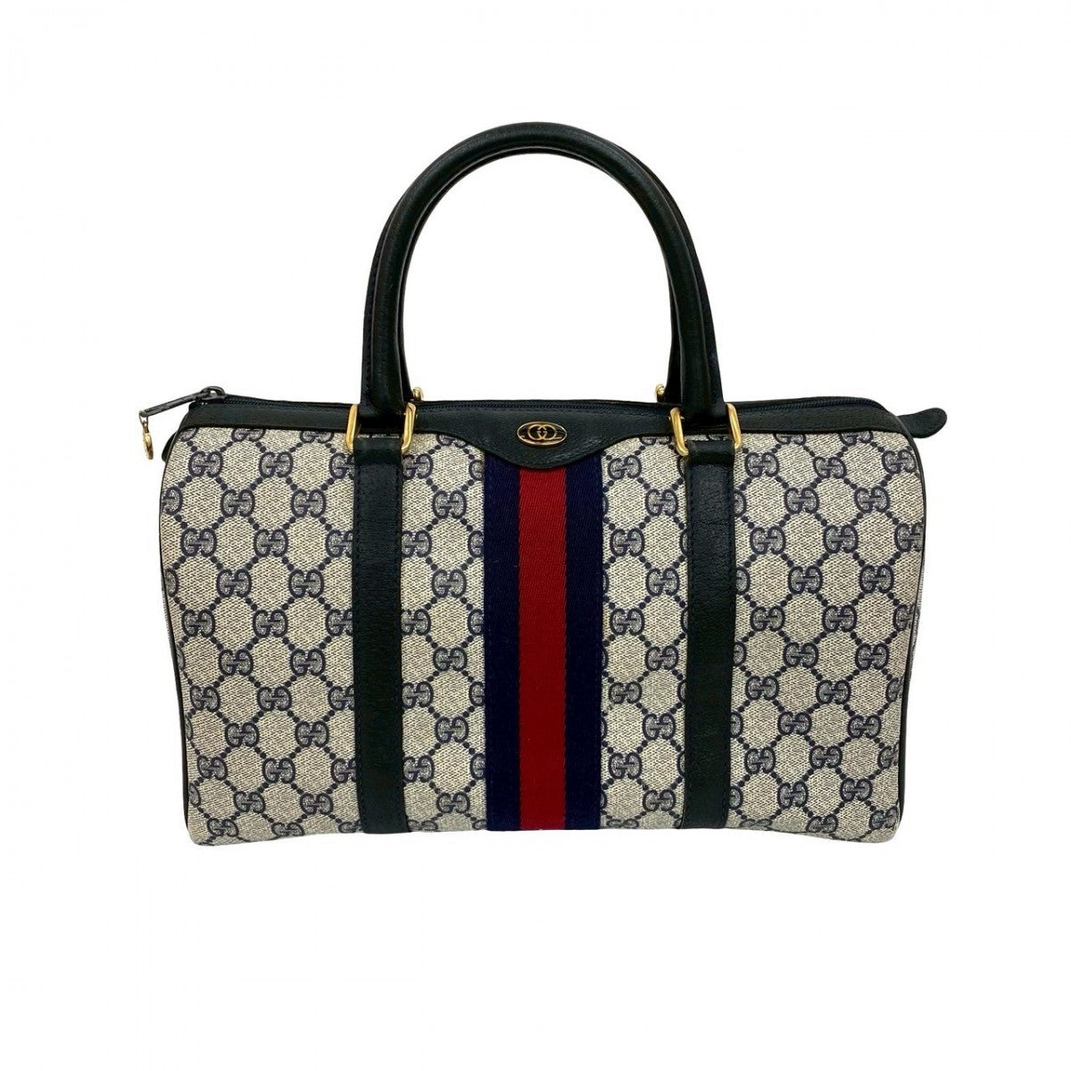 GUCCI Handbag leather Navy Sherry line