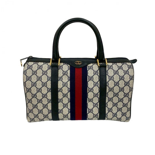 GUCCI Handbag leather Navy Sherry line