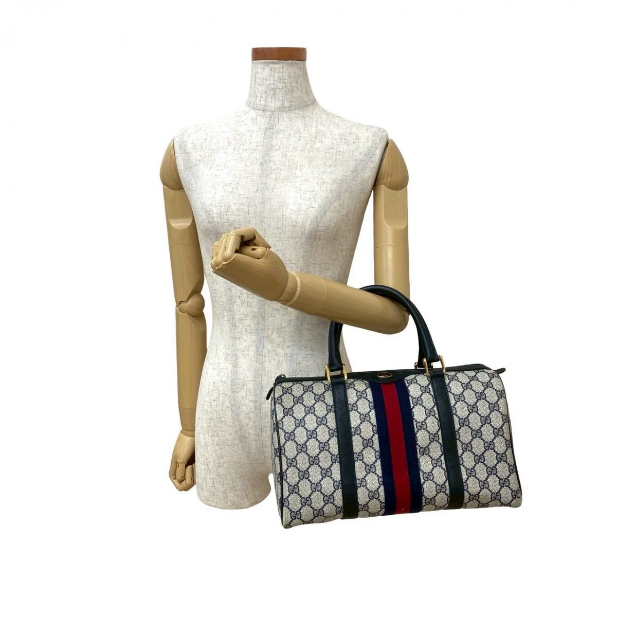 GUCCI Handbag leather Navy Sherry line