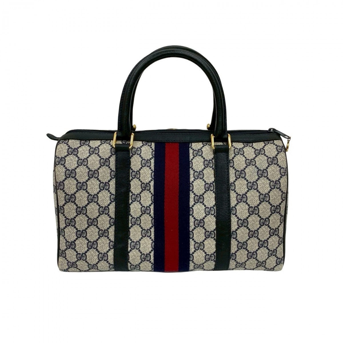 GUCCI Handbag leather Navy Sherry line