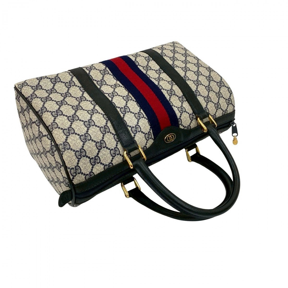 GUCCI Handbag leather Navy Sherry line