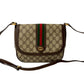 GUCCI Shoulder Bag Leather, PVC Brown GG logo Metal Sherry line Women Used Authentic