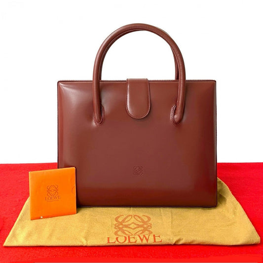LOEWE Handbag leather wine-red Anagram logo Women Used Authentic