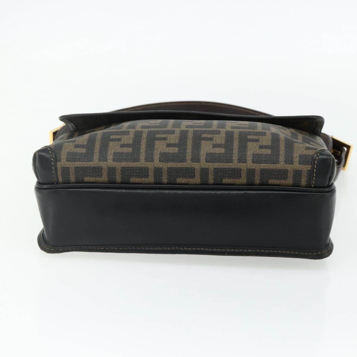 FENDI Zucca Canvas Shoulder Bag Black Brown