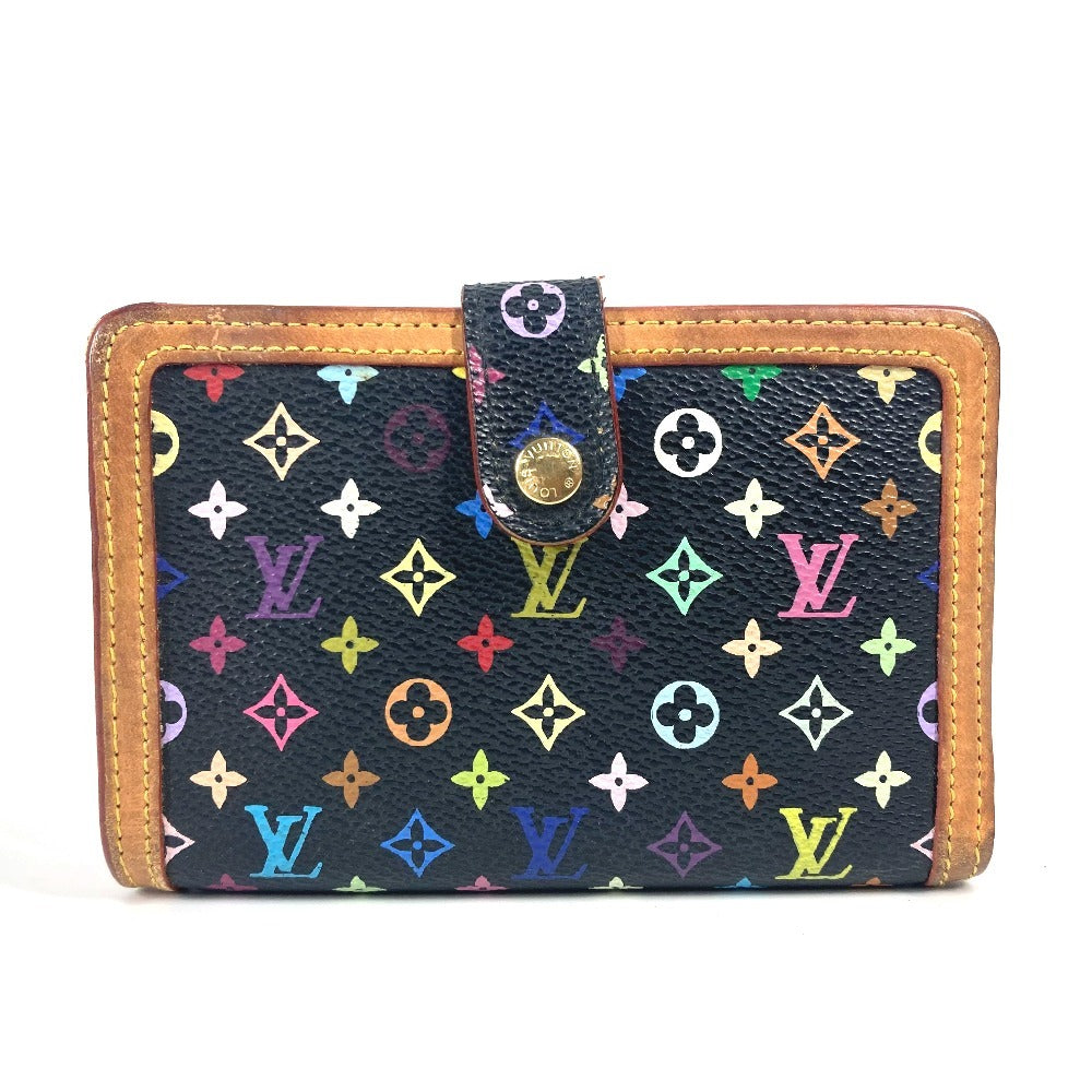 LOUIS VUITTON Folded wallet M92988 Monogram multicolor canvas black Monogram multicolor Porto Monevier Vienova Women Used Authentic