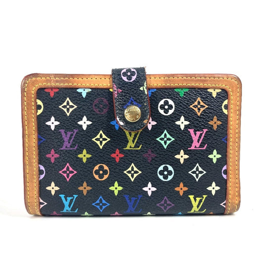 LOUIS VUITTON Folded wallet M92988 Monogram multicolor canvas black Monogram multicolor Porto Monevier Vienova Women Used Authentic