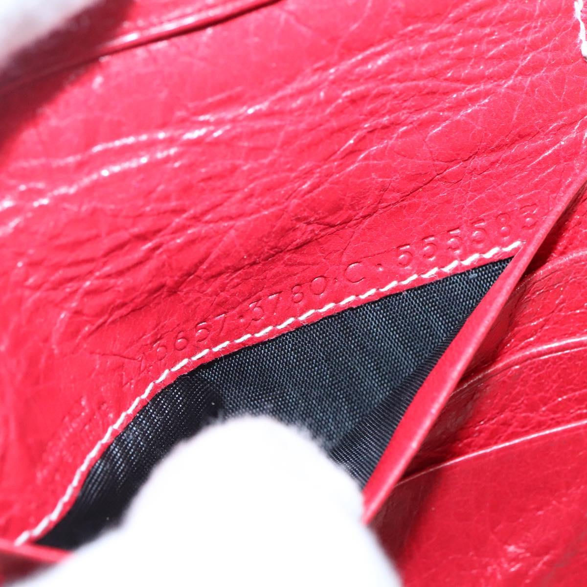 BALENCIAGA Bifold Wallet Leather Multicolor Red Silver