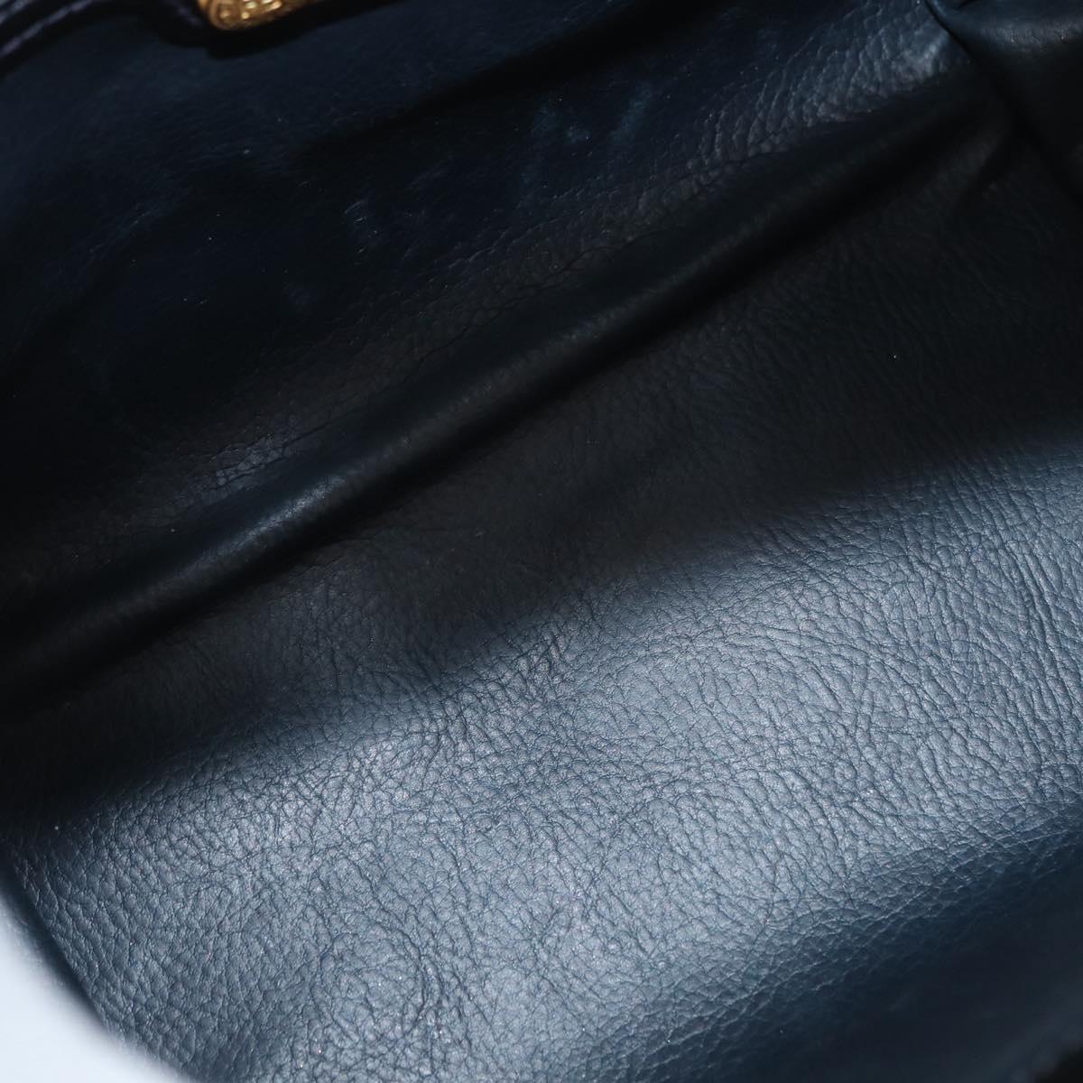 FENDI Hand Bag Leather Black Gold