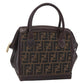 FENDI Zucca Canvas Hand Bag Black Brown Auth