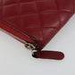 CHANEL Matelasse Long Wallet Caviar Skin Red Silver CC