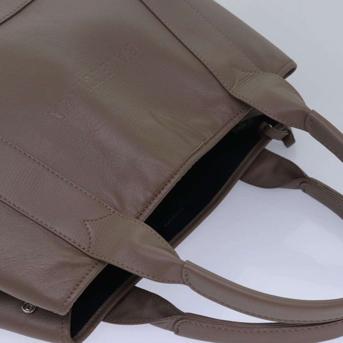 BALENCIAGA Cabas Hand Bag Leather Gray