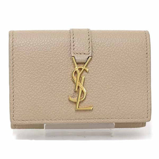 SAINT LAURENT Tri-fold wallet leather beige YSL Line Origami Tiny Wallet