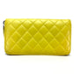 CHANEL Long Wallet Purse lambskin yellow Matrasse CC COCO Mark Women Used Authentic