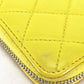 CHANEL Long Wallet Purse lambskin yellow Matrasse CC COCO Mark Women Used Authentic