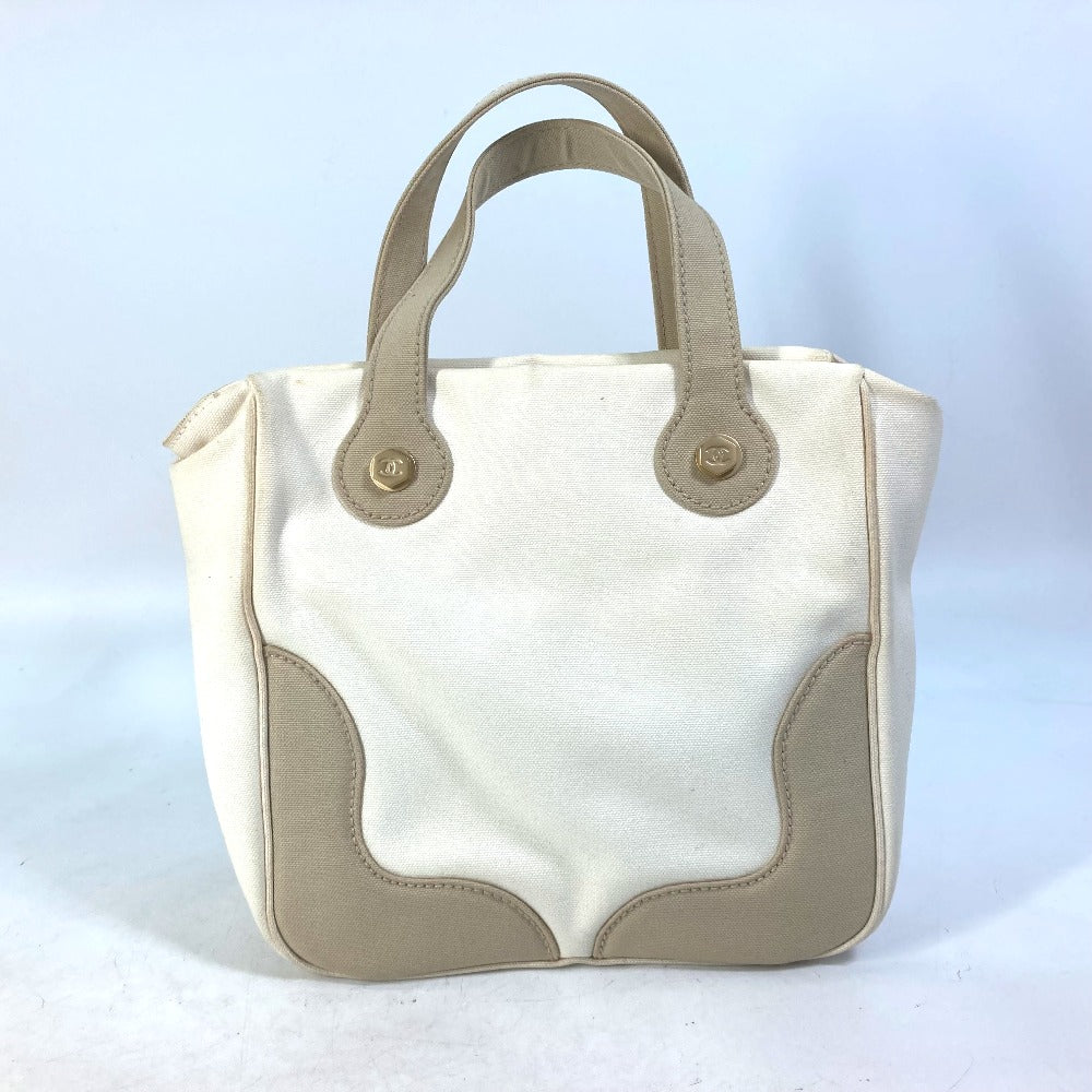 CHANEL Tote Bag canvas beige Shoulder CC COCO Mark Marshmallow Women Used Authentic