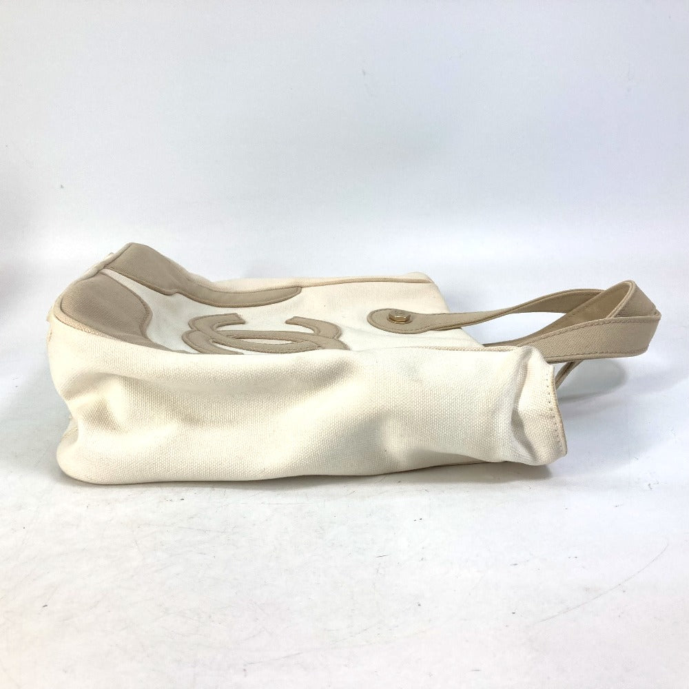 CHANEL Tote Bag canvas beige Shoulder CC COCO Mark Marshmallow Women Used Authentic