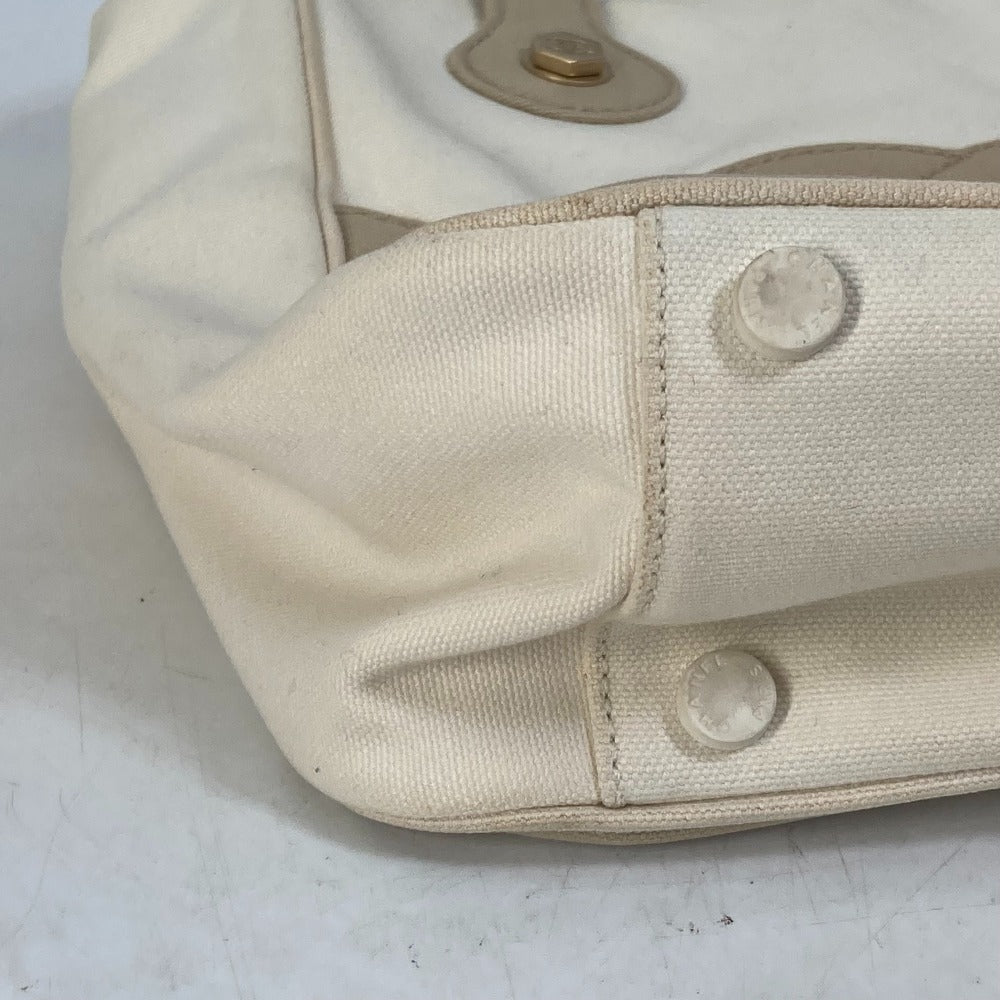 CHANEL Tote Bag canvas beige Shoulder CC COCO Mark Marshmallow Women Used Authentic
