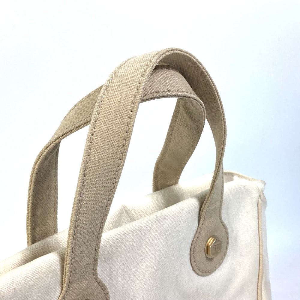 CHANEL Tote Bag canvas beige Shoulder CC COCO Mark Marshmallow Women Used Authentic
