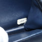 CHANEL Push Lock Chain Shoulder Bag Lambskin Navy Gold CC