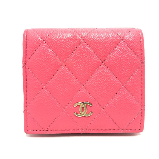 CHANEL Folded wallet AP3178 Caviar skin pink Matrasse Small flap wallet