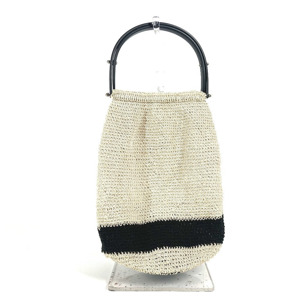 CHANEL Handbag canvas beige logo mesh Women Used Authentic