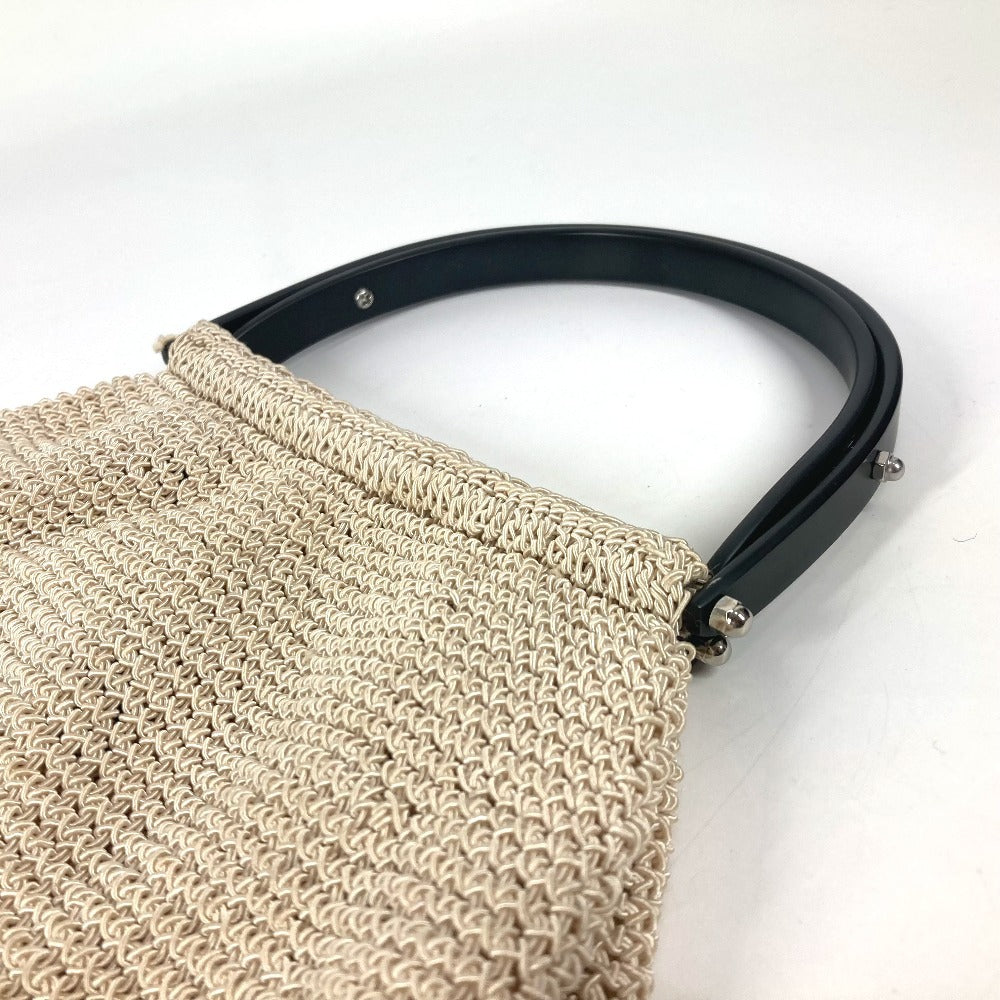 CHANEL Handbag canvas beige logo mesh Women Used Authentic