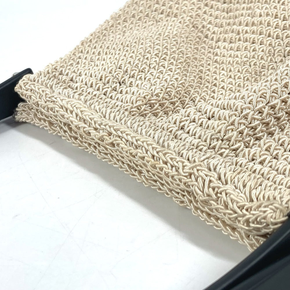 CHANEL Handbag canvas beige logo mesh Women Used Authentic