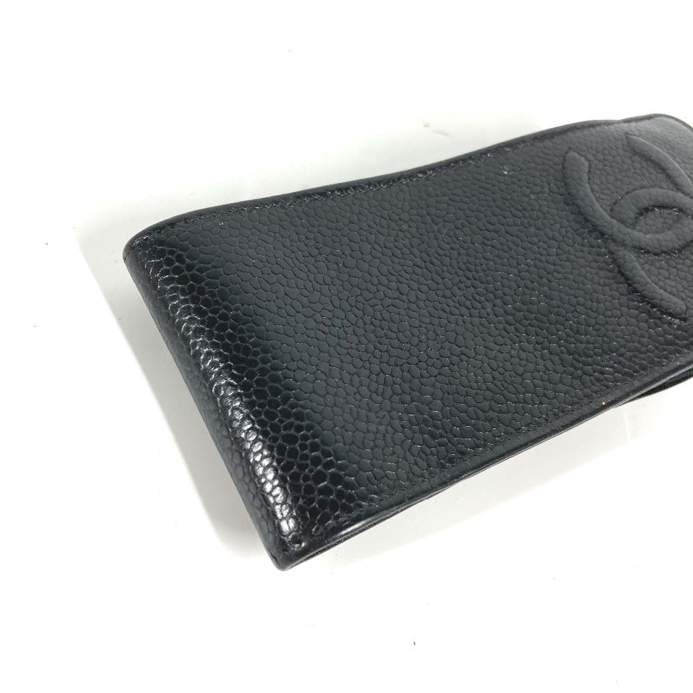CHANEL Pouch Caviar skin black vintage CC COCO Mark Women Used Authentic