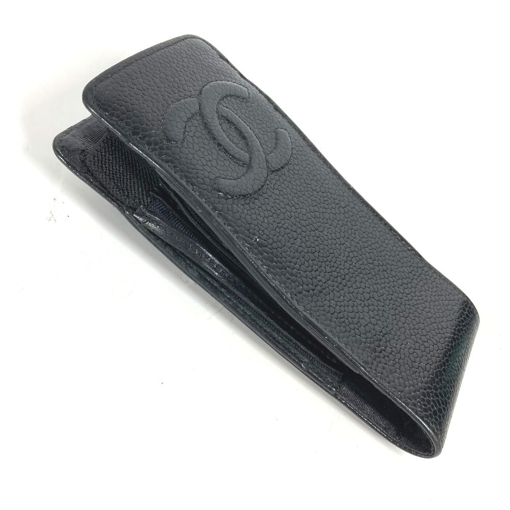 CHANEL Pouch Caviar skin black vintage CC COCO Mark Women Used Authentic