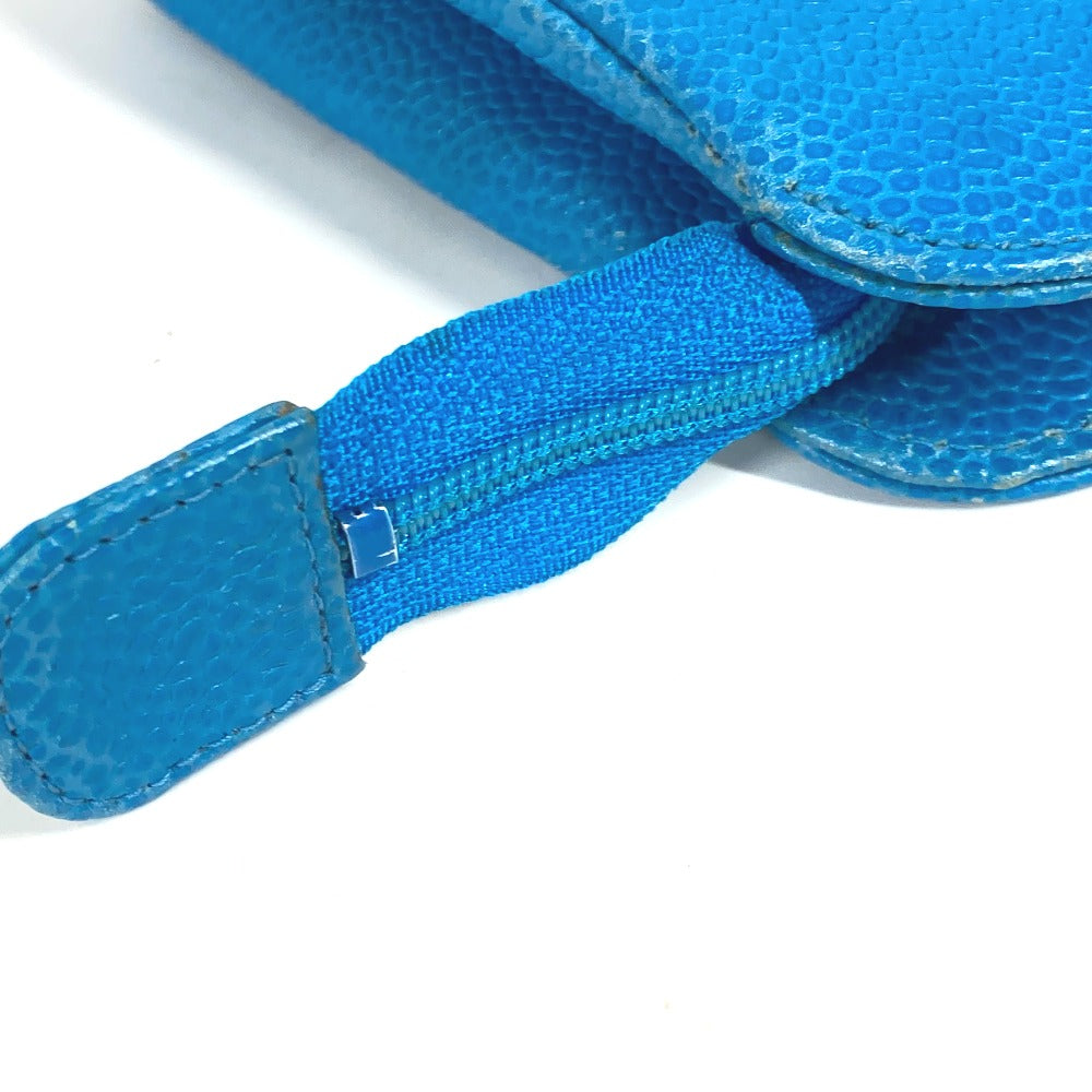 CHANEL Pouch Caviar skin blue Multi pouch CC COCO Mark Women Used Authentic