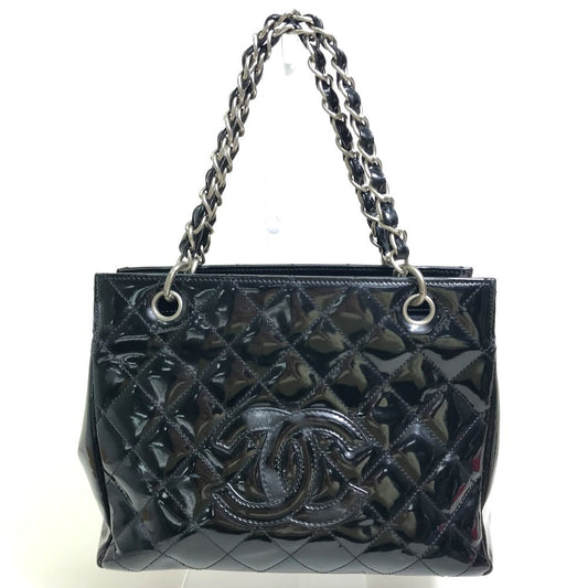 CHANEL Handbag enamel black Tote Bag CC COCO Mark Women Used Authentic