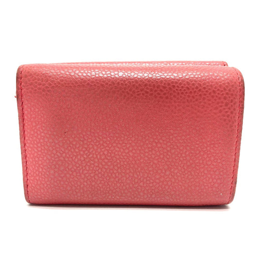 CHANEL Trifold wallet A70796 Caviar skin salmon pink CC COCO Mark W Hook Wallet Small Flap Wallet Women Used Authentic