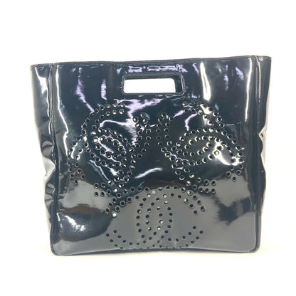 CHANEL Handbag enamel black Punching logo Triple Coco CC COCO Mark Women Used Authentic