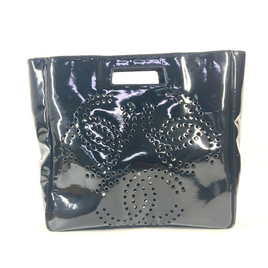 CHANEL Handbag enamel black Punching logo Triple Coco CC COCO Mark Women Used Authentic