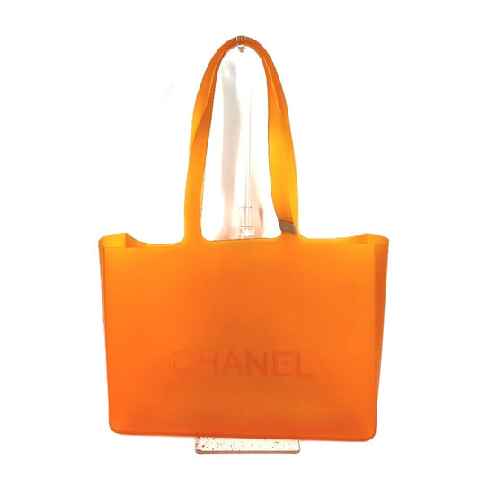 CHANEL Shoulder Bag rubber Orange logo big size