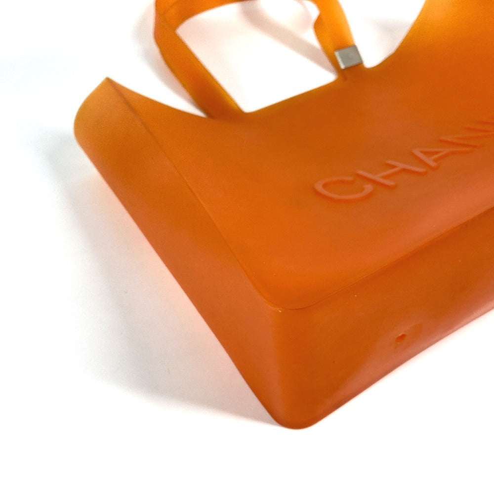 CHANEL Shoulder Bag rubber Orange logo big size