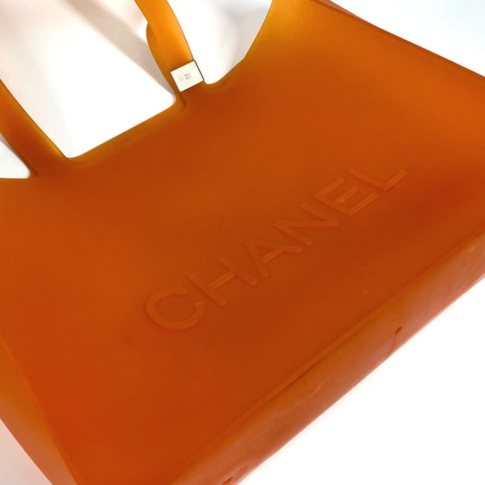 CHANEL Shoulder Bag rubber Orange logo big size