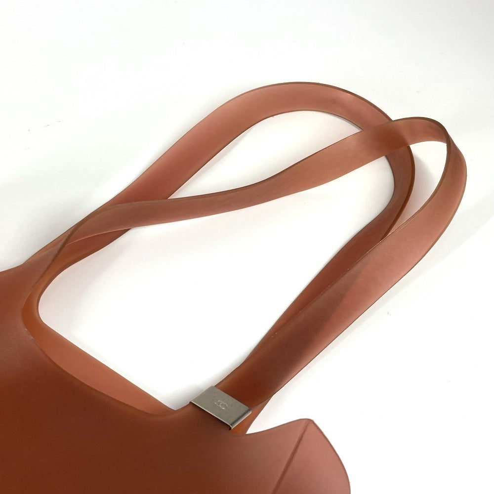 CHANEL Shoulder Bag rubber Brown logo beach bag