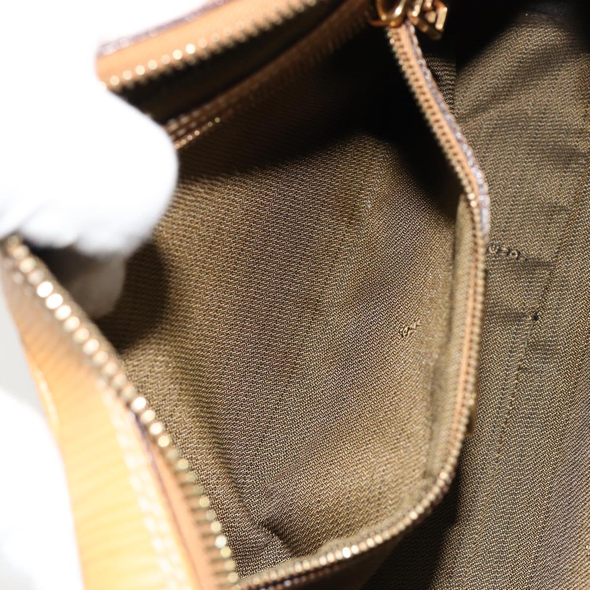 FENDI Shoulder Bag Leather Beige Gold