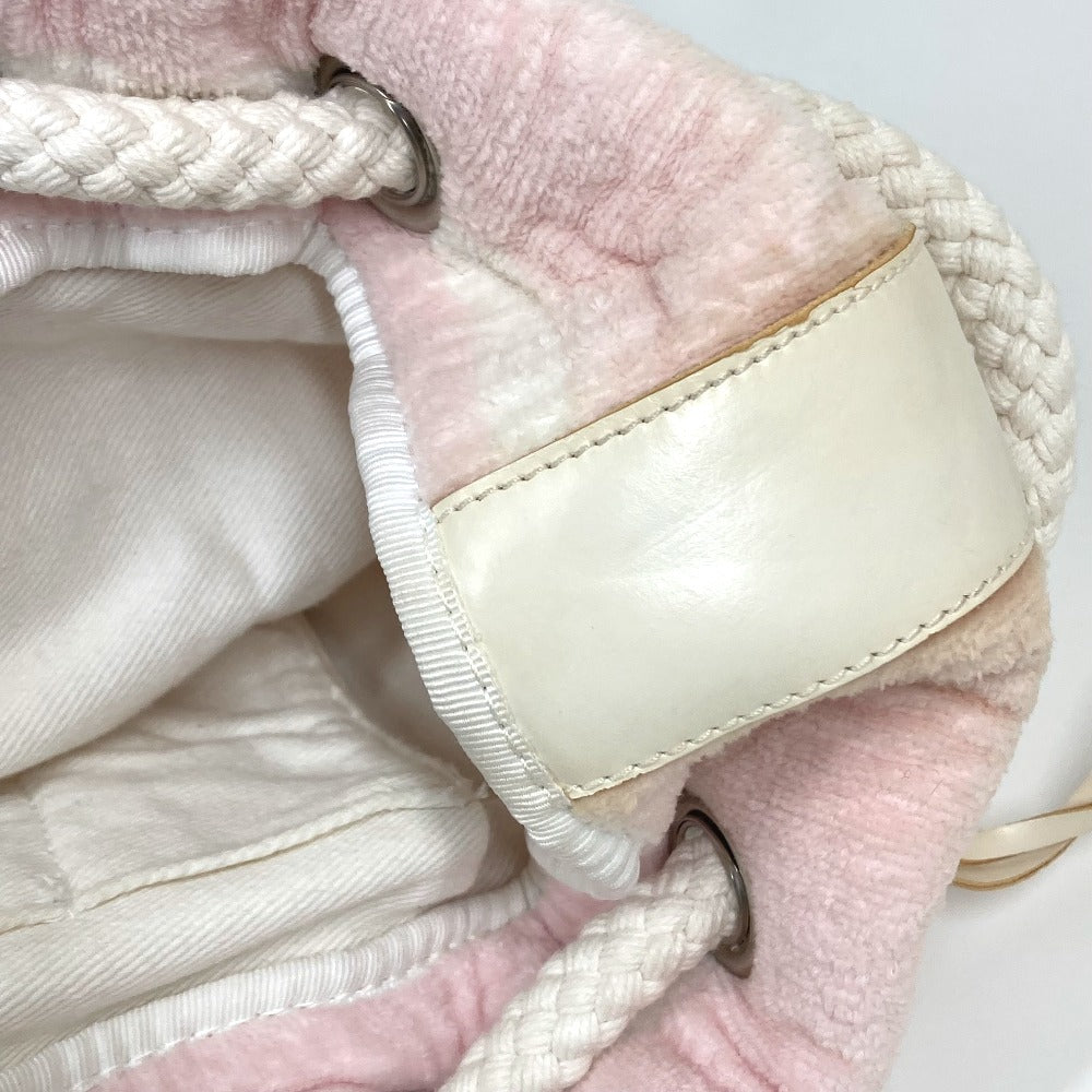 CHANEL Shoulder Bag cotton pink beach bag shoulder CC COCO Mark Border Pile