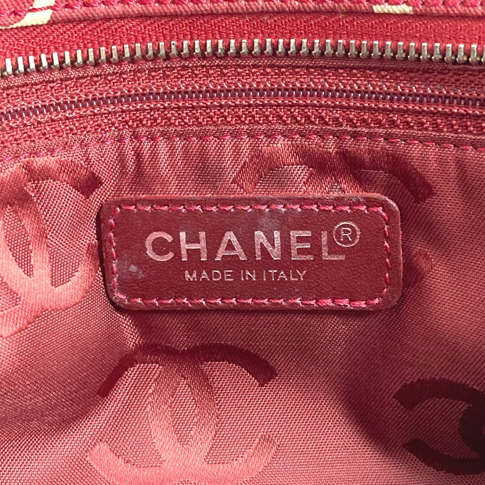 CHANEL Pouch canvas Red Bysy line logo Women Used Authentic