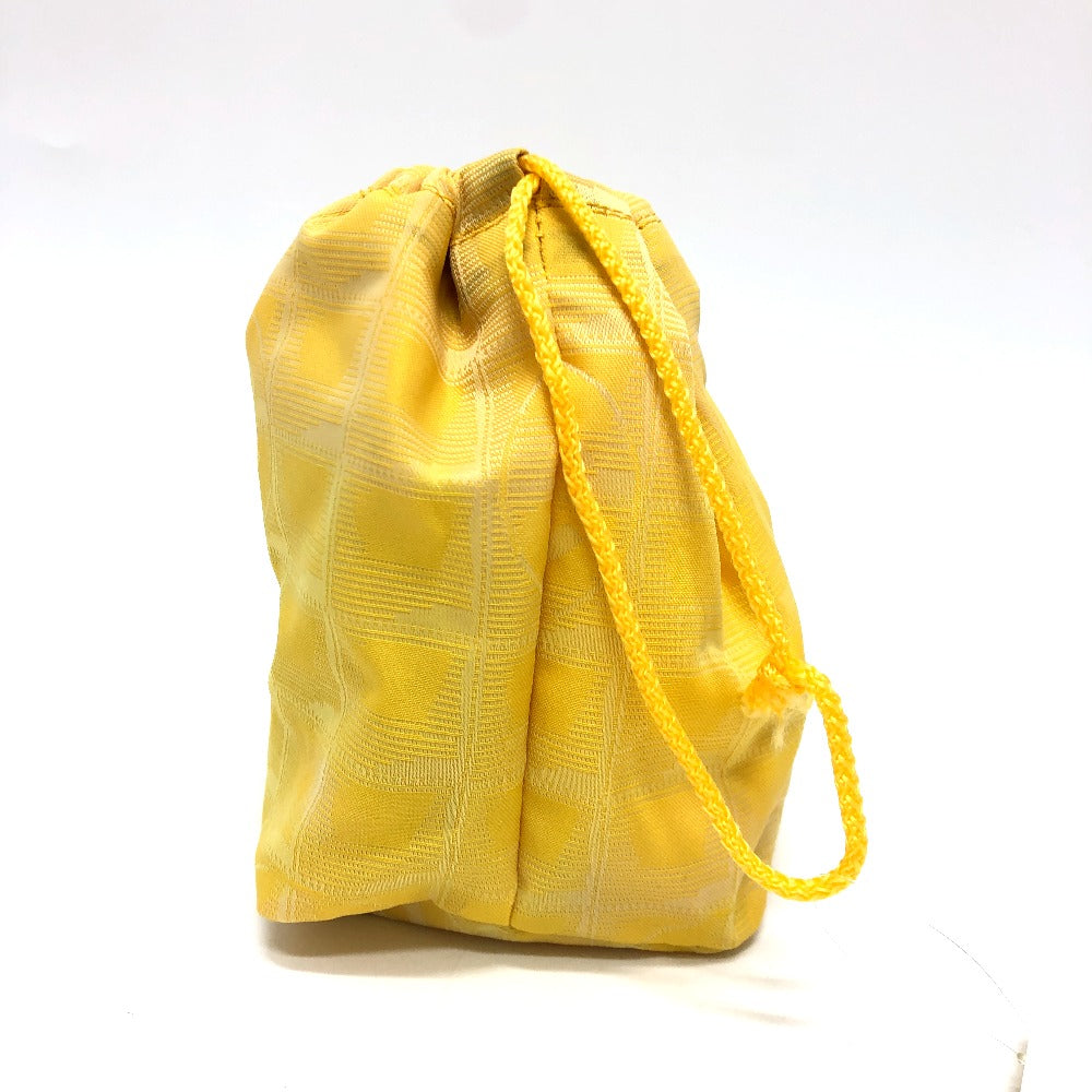 CHANEL Pouch ‚`14355 canvas yellow New Travel Line Drawstring Makeup Case Women Used Authentic