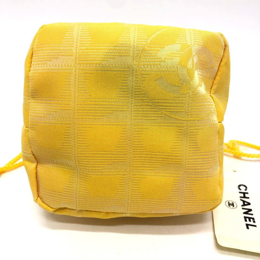 CHANEL Pouch ‚`14355 canvas yellow New Travel Line Drawstring Makeup Case Women Used Authentic