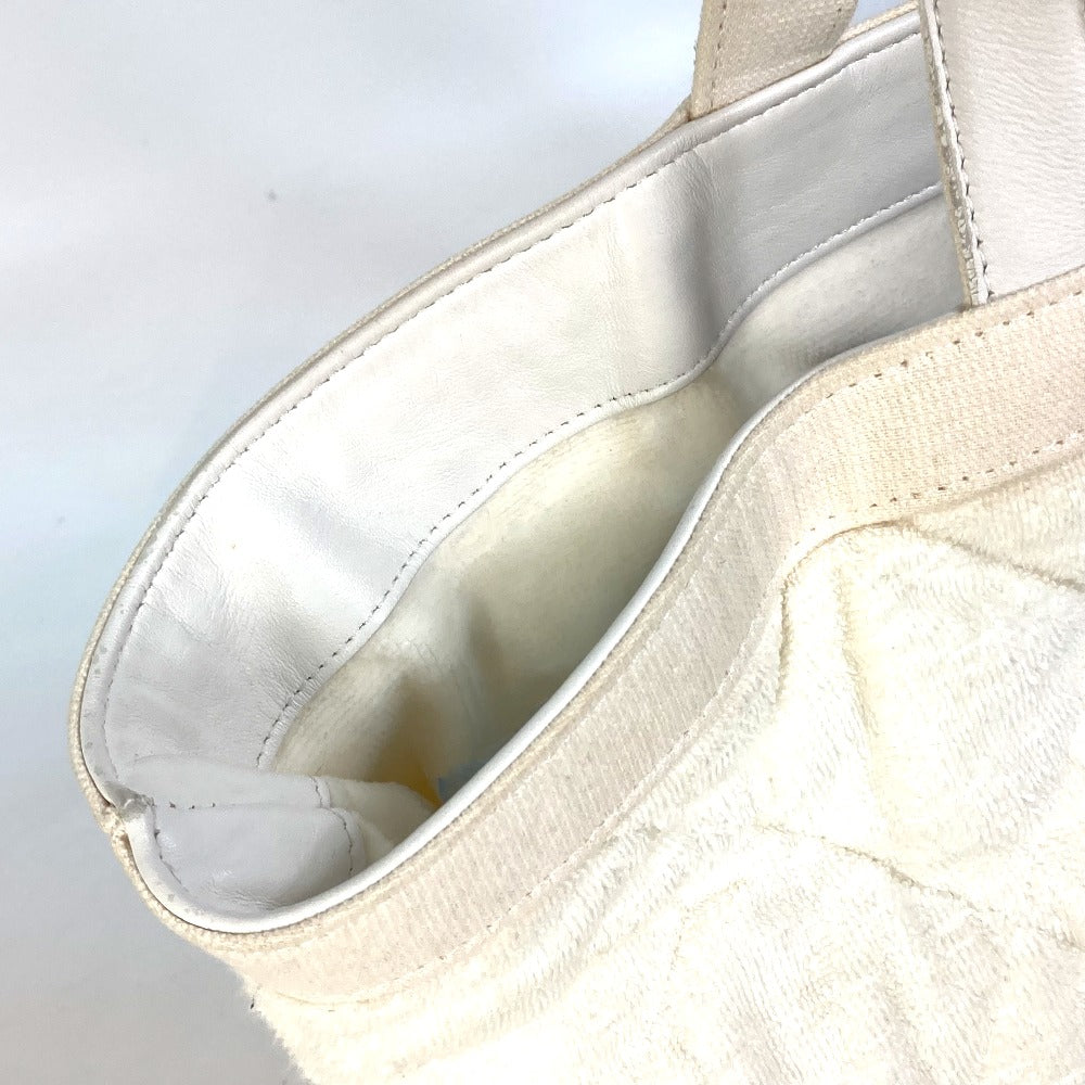 CHANEL Tote Bag Cotton leather white beach bag pile CC COCO Mark Women Used Authentic