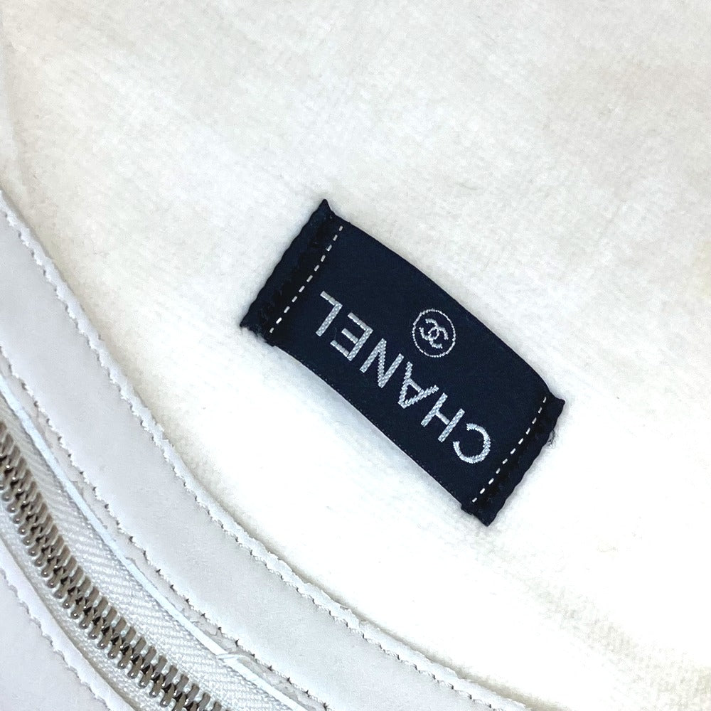 CHANEL Tote Bag Cotton leather white beach bag pile CC COCO Mark Women Used Authentic