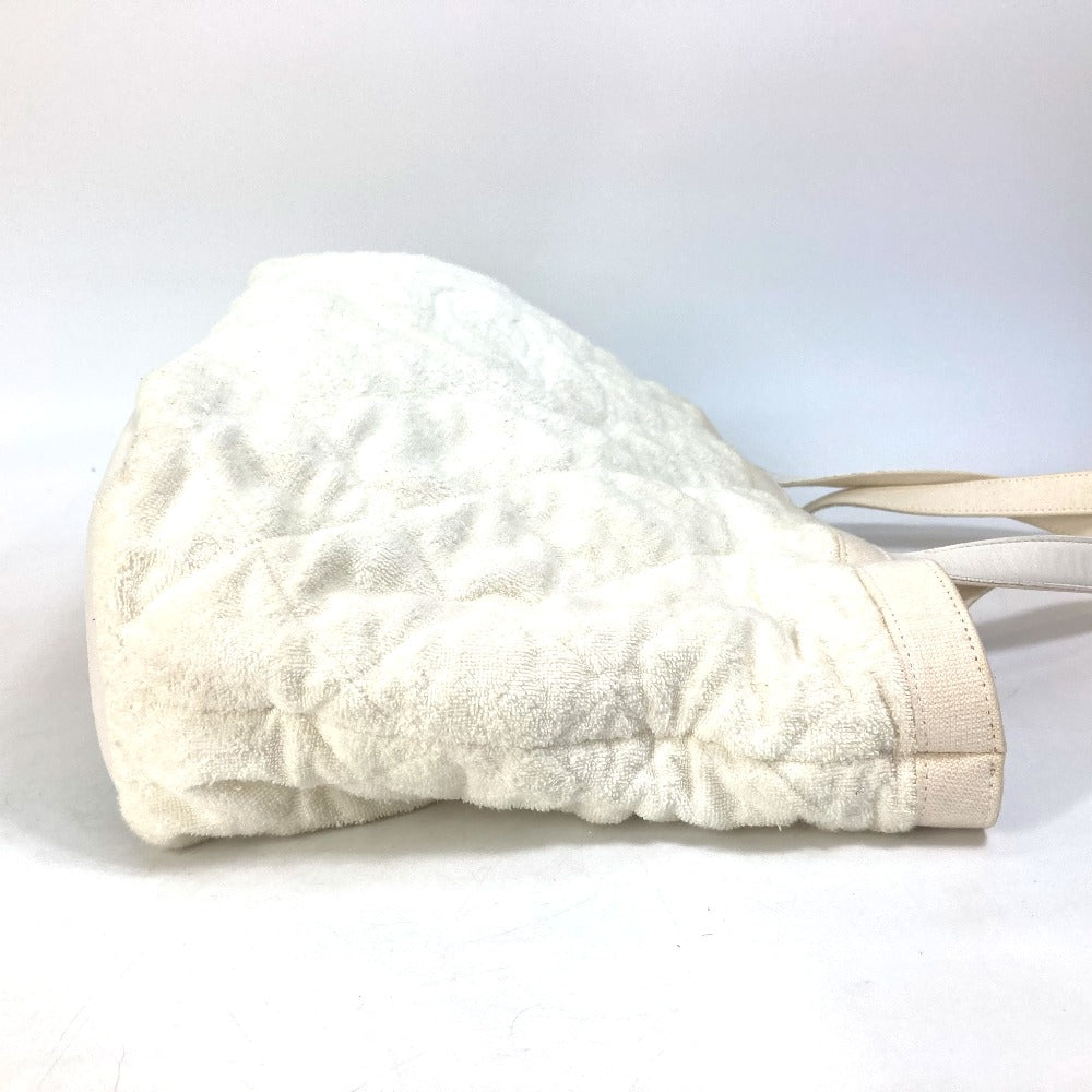 CHANEL Tote Bag Cotton leather white beach bag pile CC COCO Mark Women Used Authentic